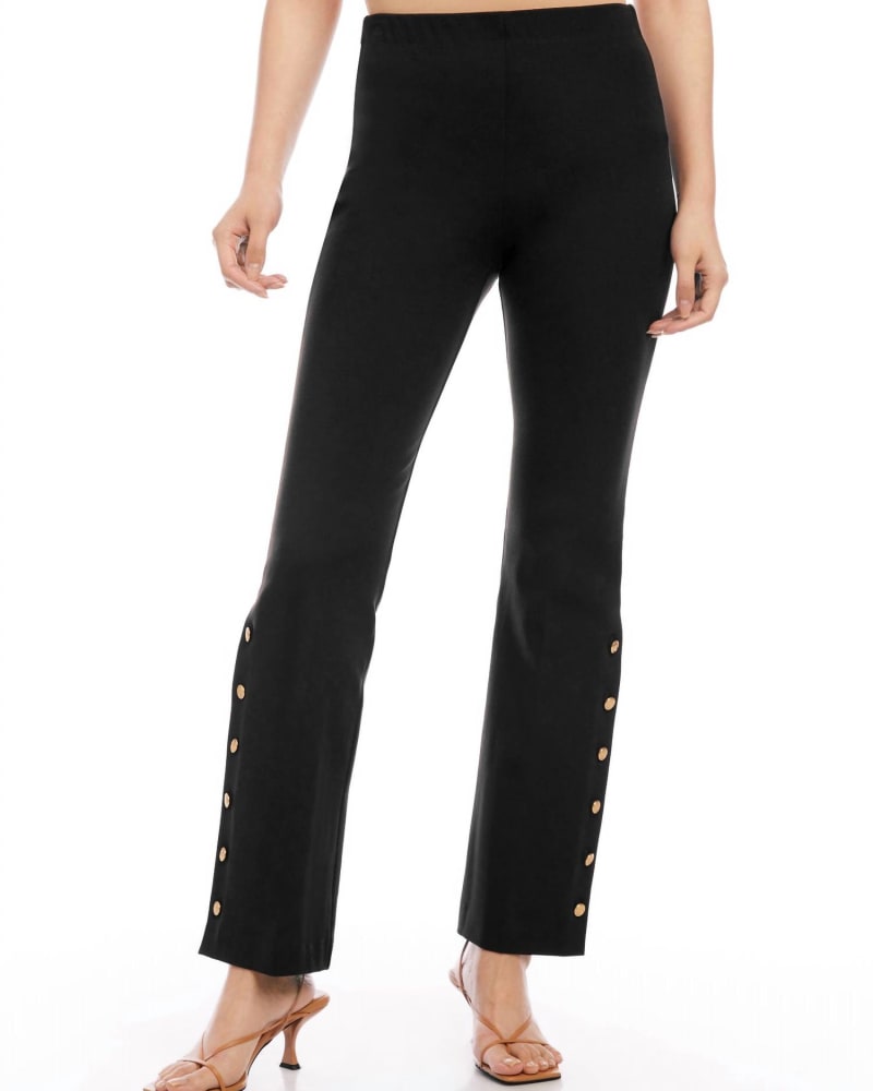 Front of a model wearing a size L Button Hem Pants In Black in Black by Fifteen Twenty. | dia_product_style_image_id:350381